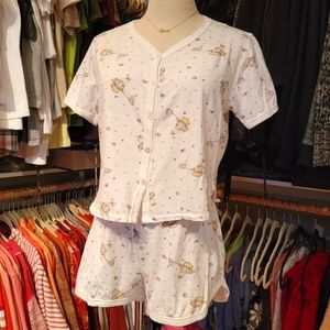 PERSONAL IDENTITY ♥️ 2pc Vintage White|Pink Pajamas with Teddy Bear's 'n 💗's S